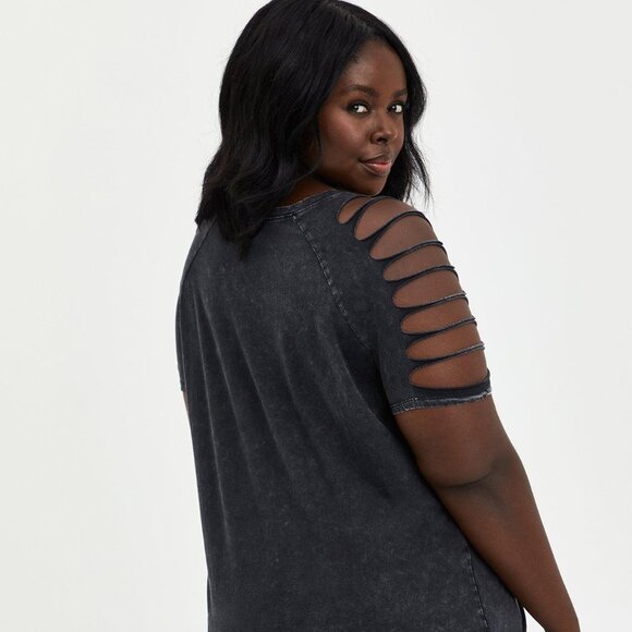 Torrid Size 6(30/32) Disney Haunted Mansion Bat Slash Top - Mineral Wash Black - Picture 3 of 4